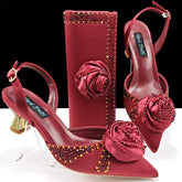 Pointed Toe Shoes Bag Handmade Floral Decoration Simple Elegant Two Piece Sets